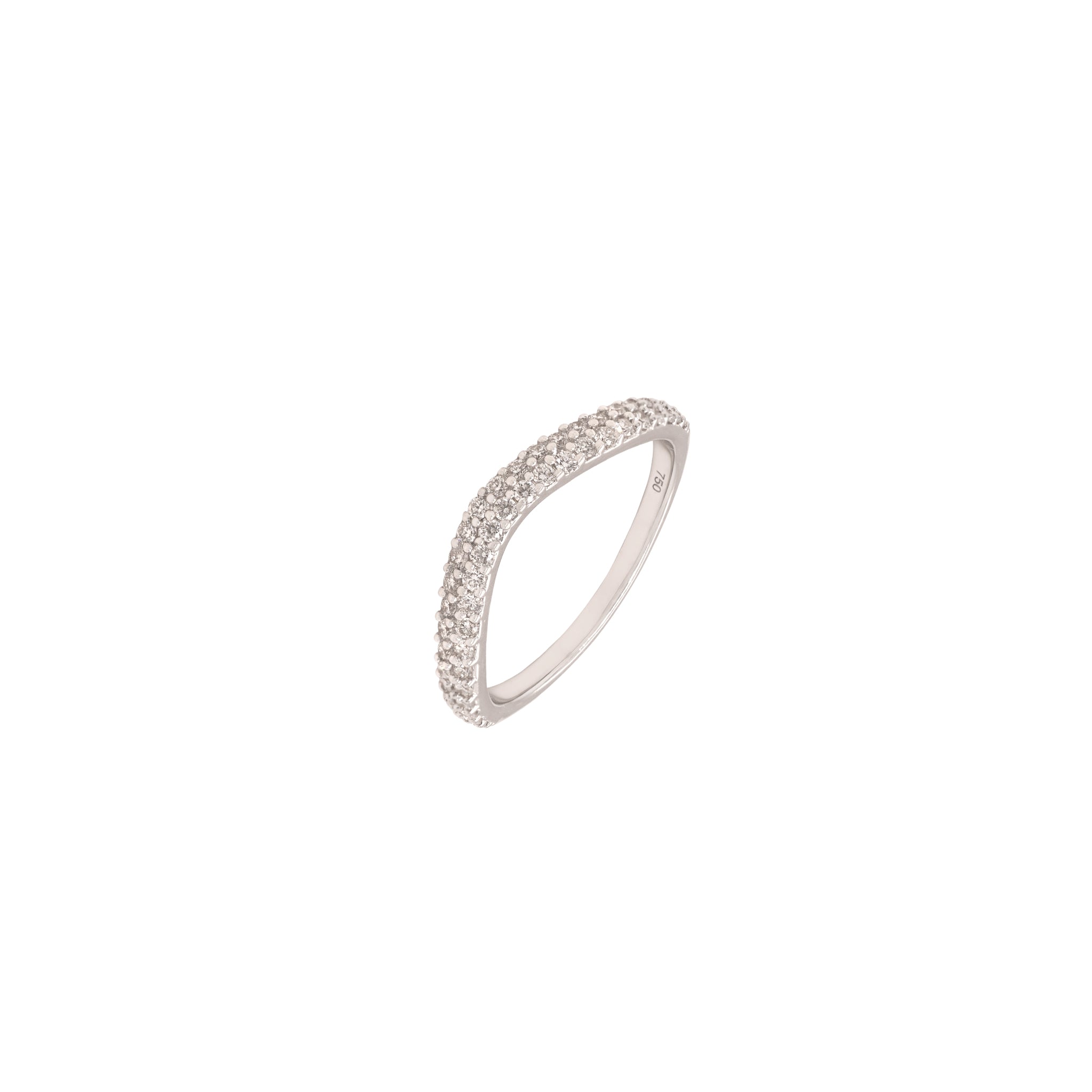 Wave Diamond Ring in 18k White Gold