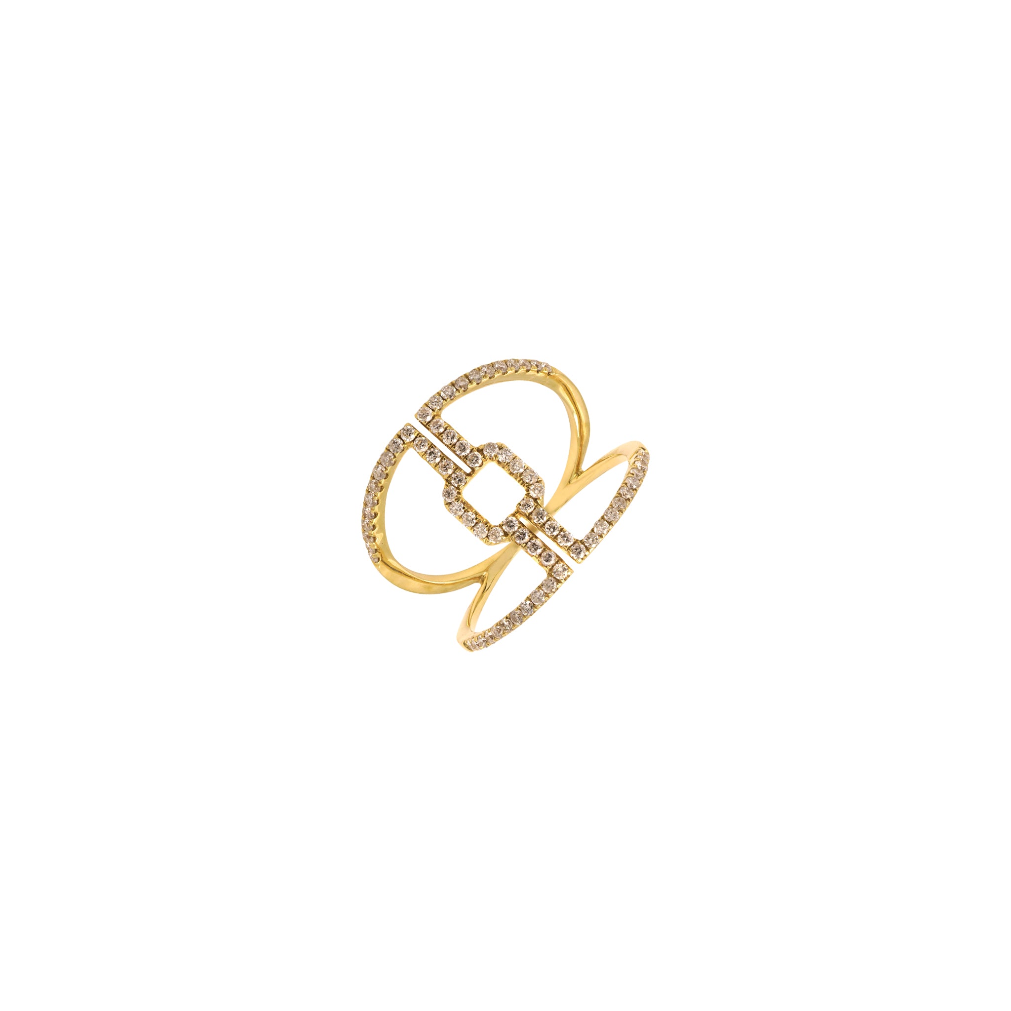 Aristea Ring features a striking open design in 18K yellow gold