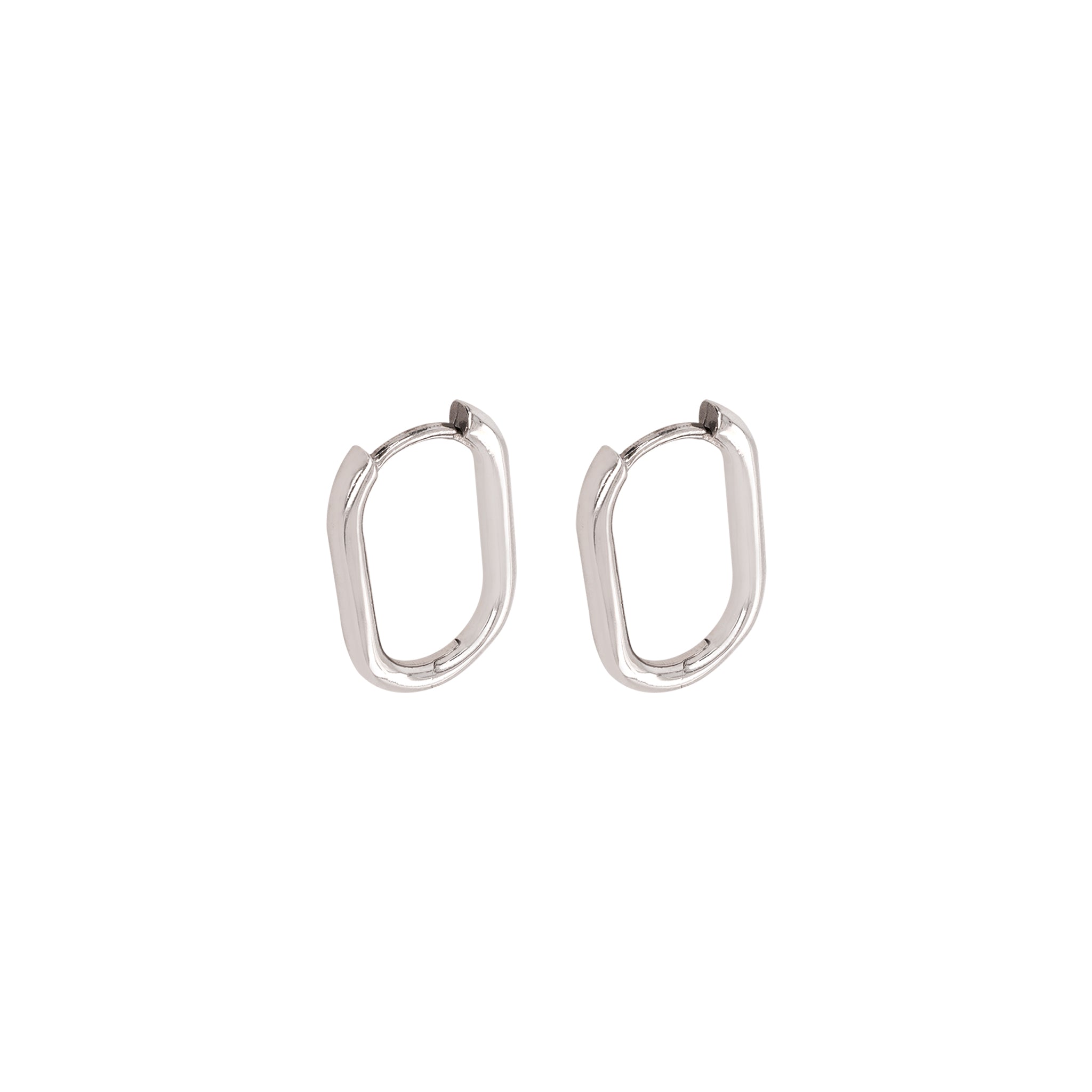 Rectangular White Gold Hoops