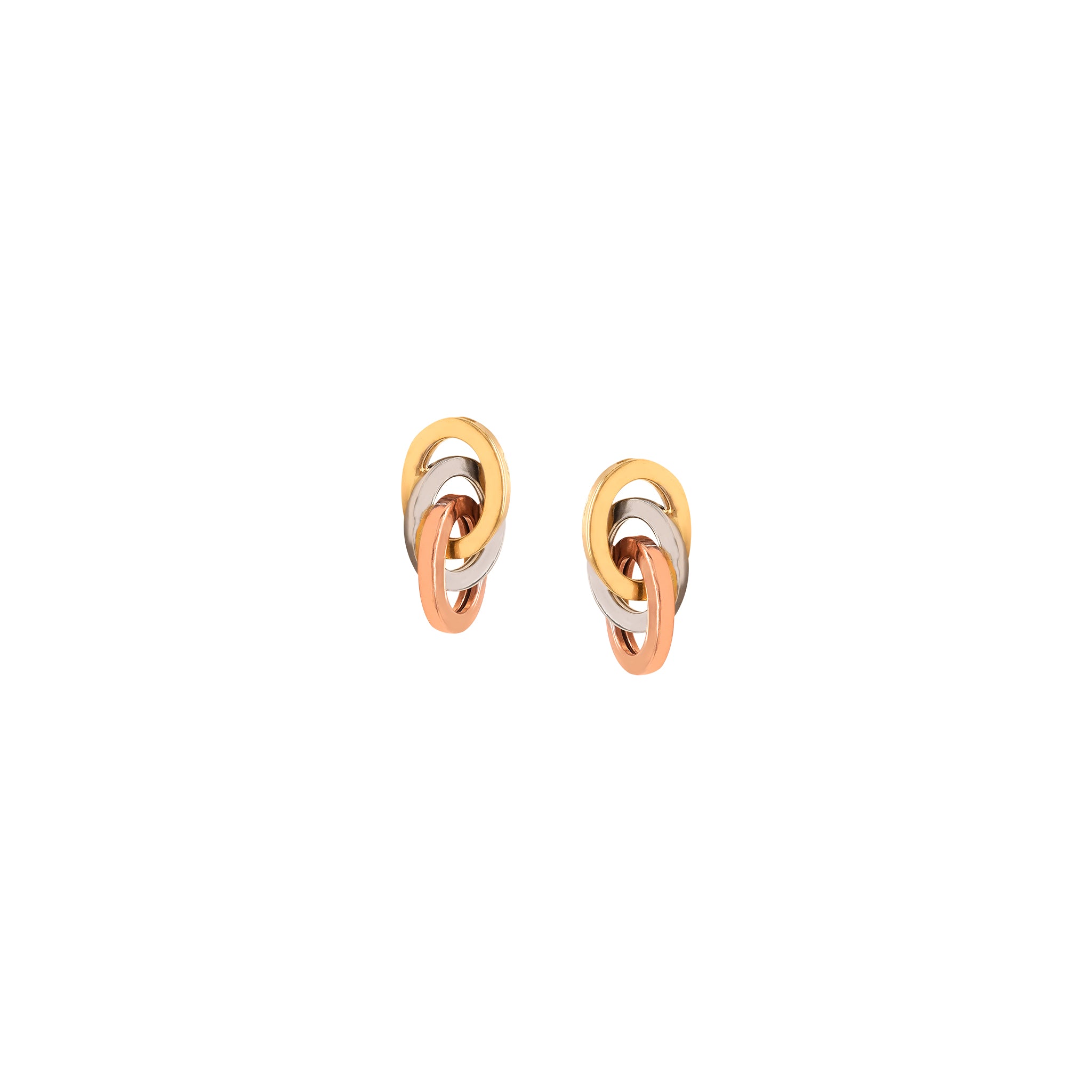 Tri-Color Oval Drop Earrings