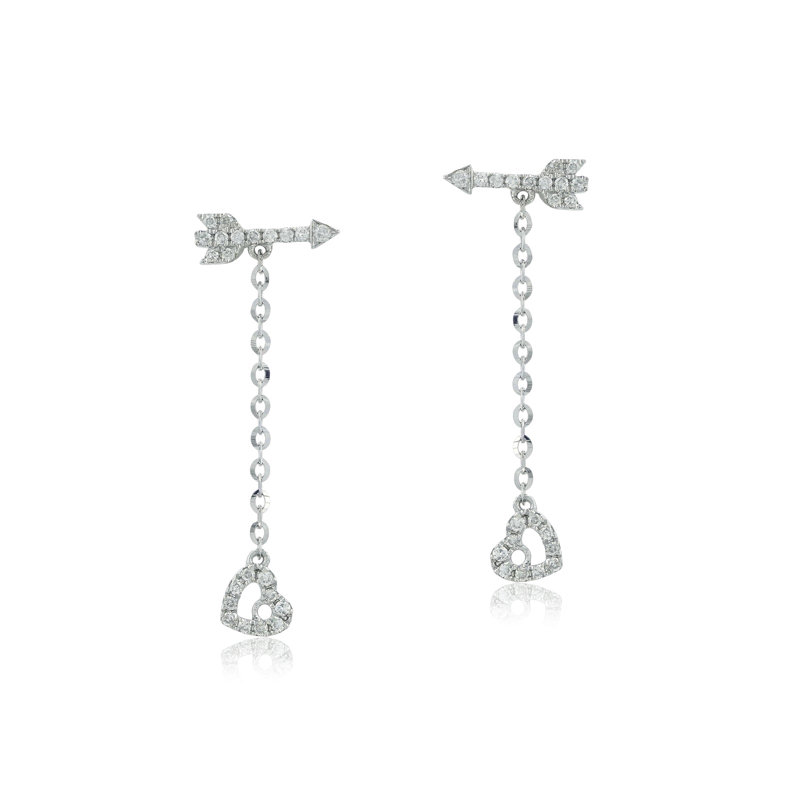 Arrow and Heart Diamond Earrings