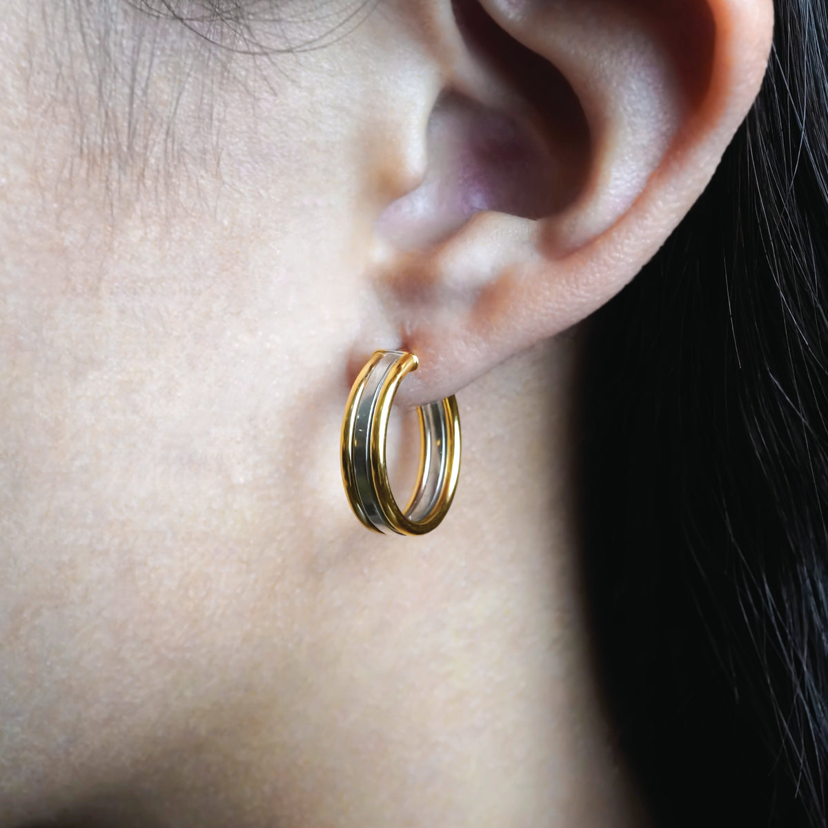 Aura Two-Tone Hoops