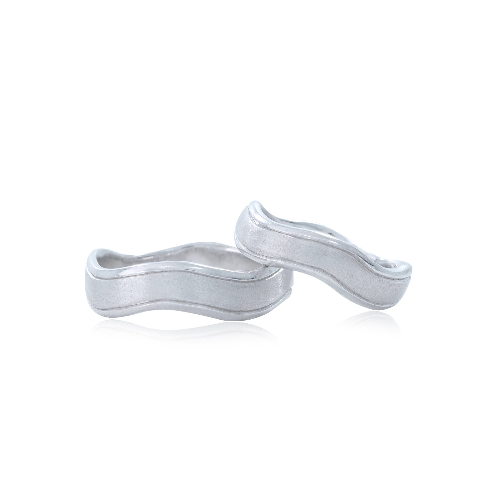 Wavy Wedding Band Set