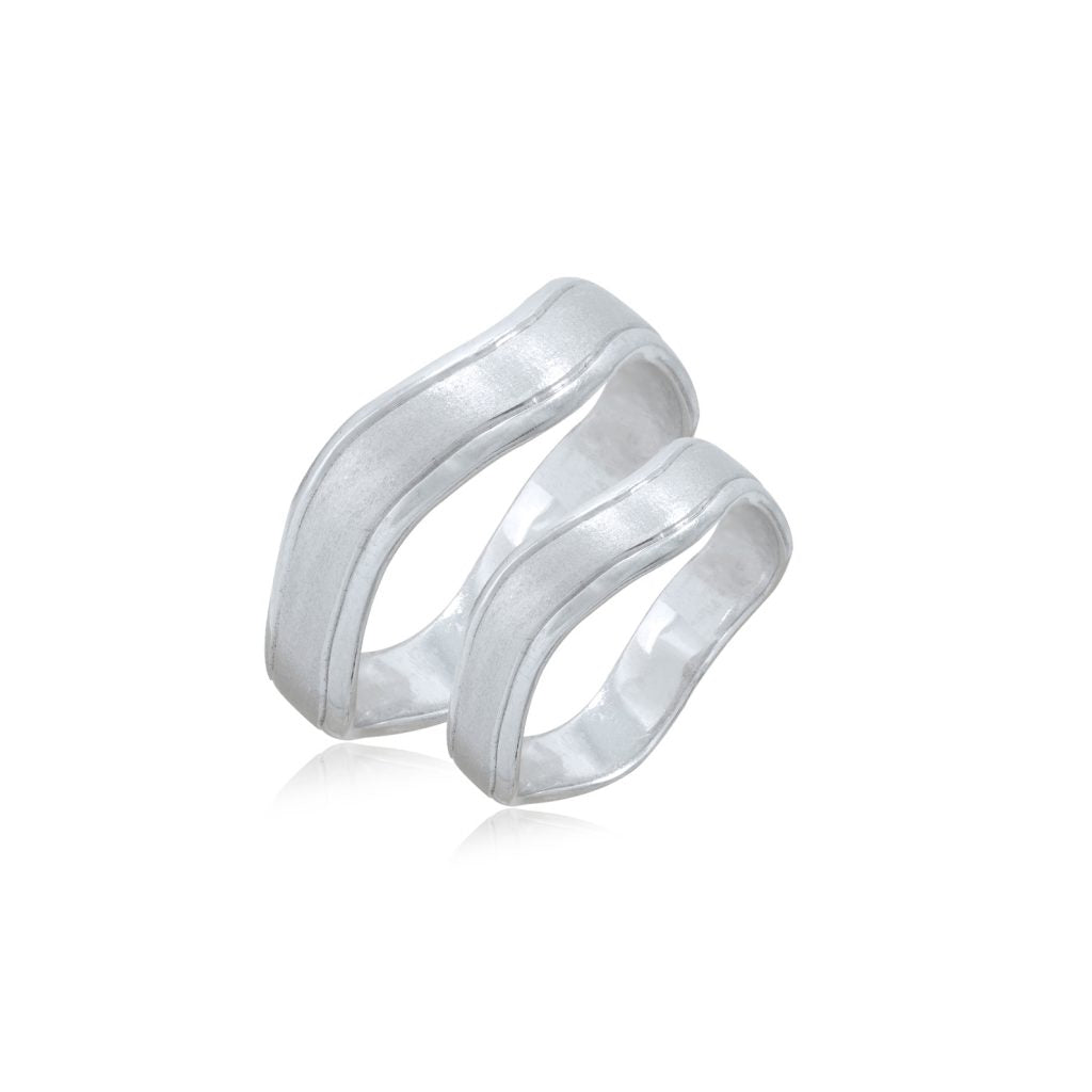 Wavy Wedding Band Set