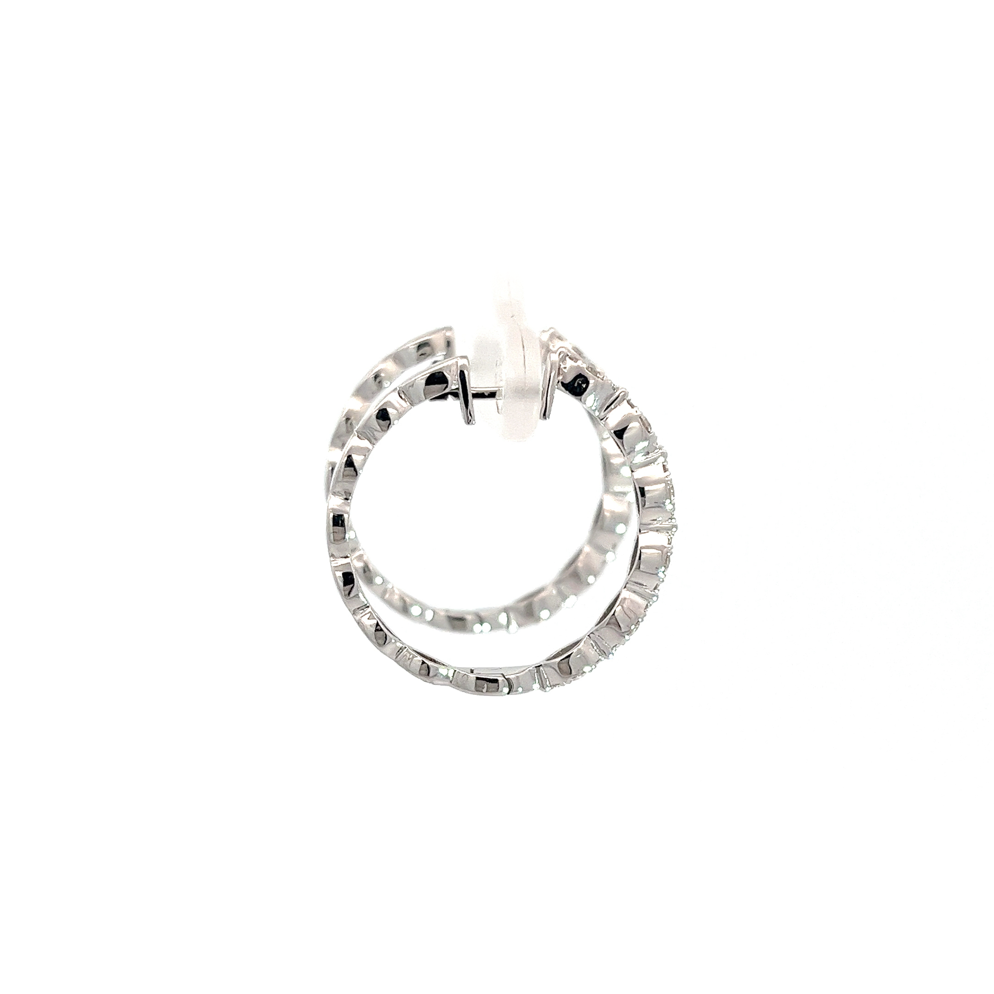 Diamond Hoop Earrings, 18k White Gold, Half Diamond, 24mm, Jewelry Philippines