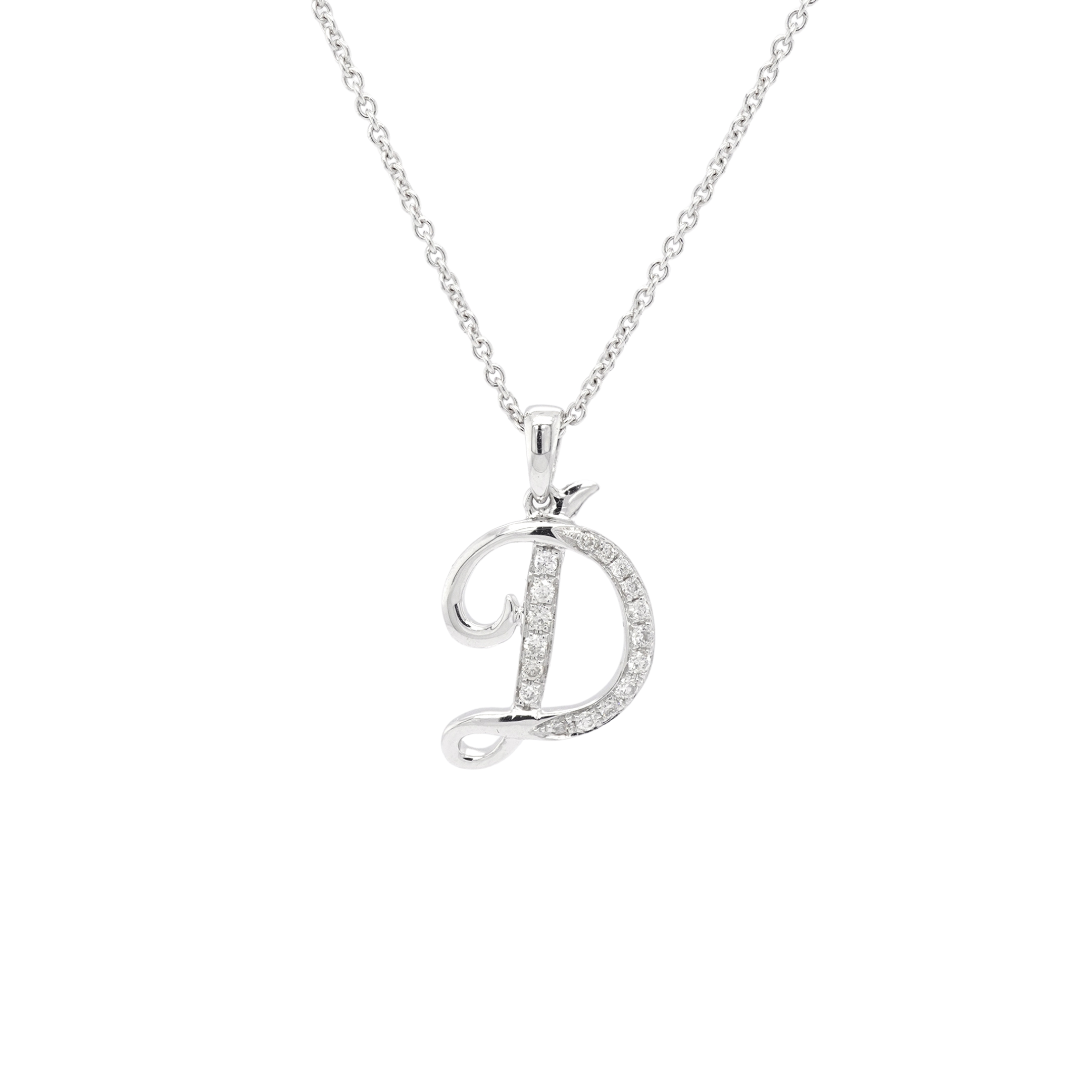 Script Diamond "D" Pendant
