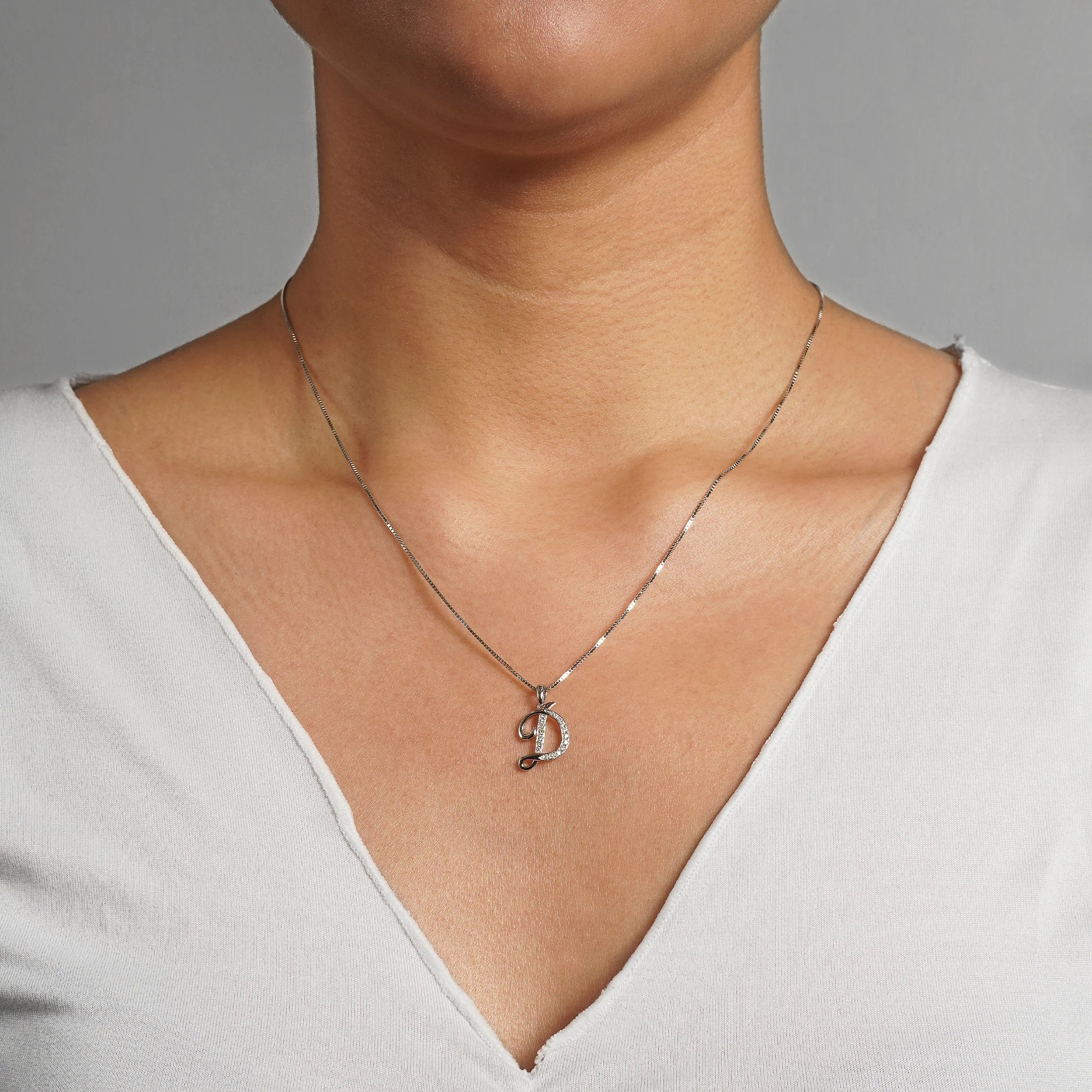 Script Diamond "D" Pendant