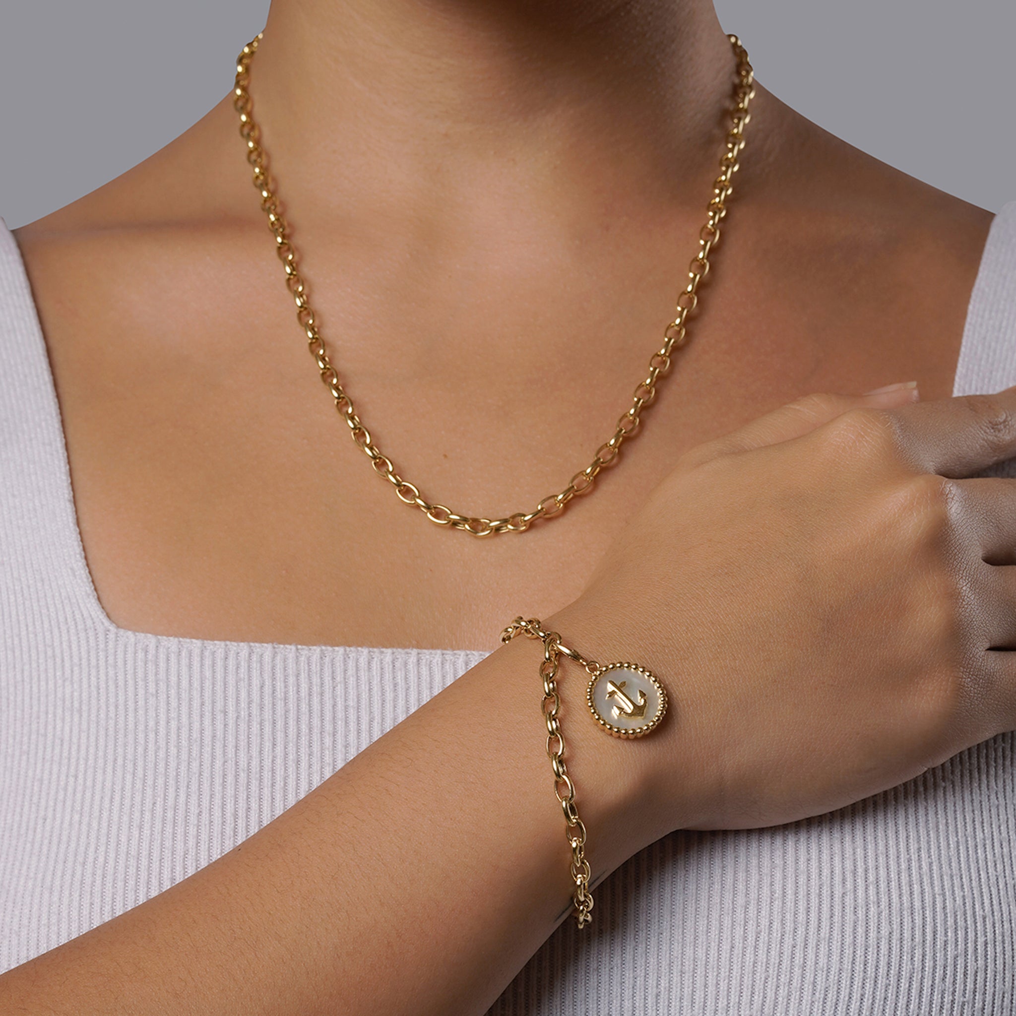 Infinite Pendant Mother of Pearl Anchor