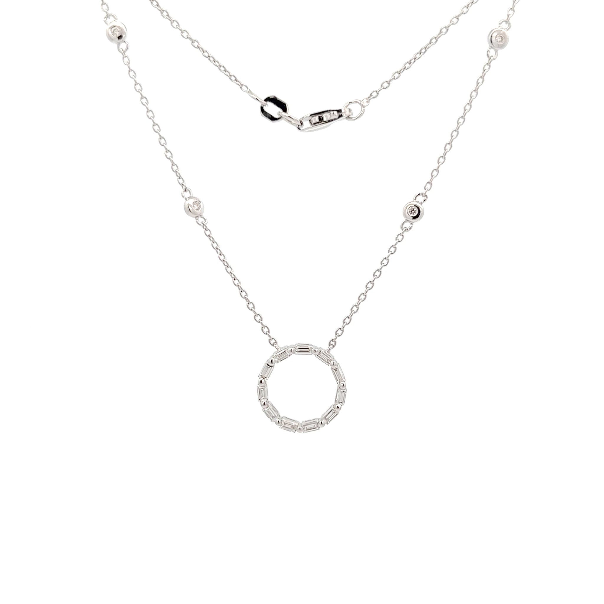 Diamond Necklace, 18k White Gold, Baguette Circle, 17" Length, Jewelry Philippines