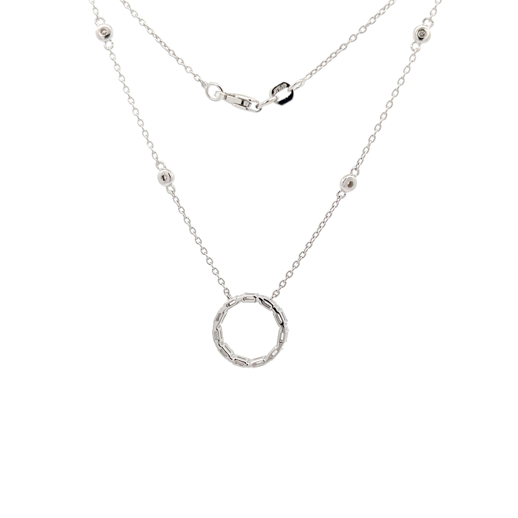 Diamond Necklace, 18k White Gold, Baguette Circle, 17" Length Jewelry Philippines