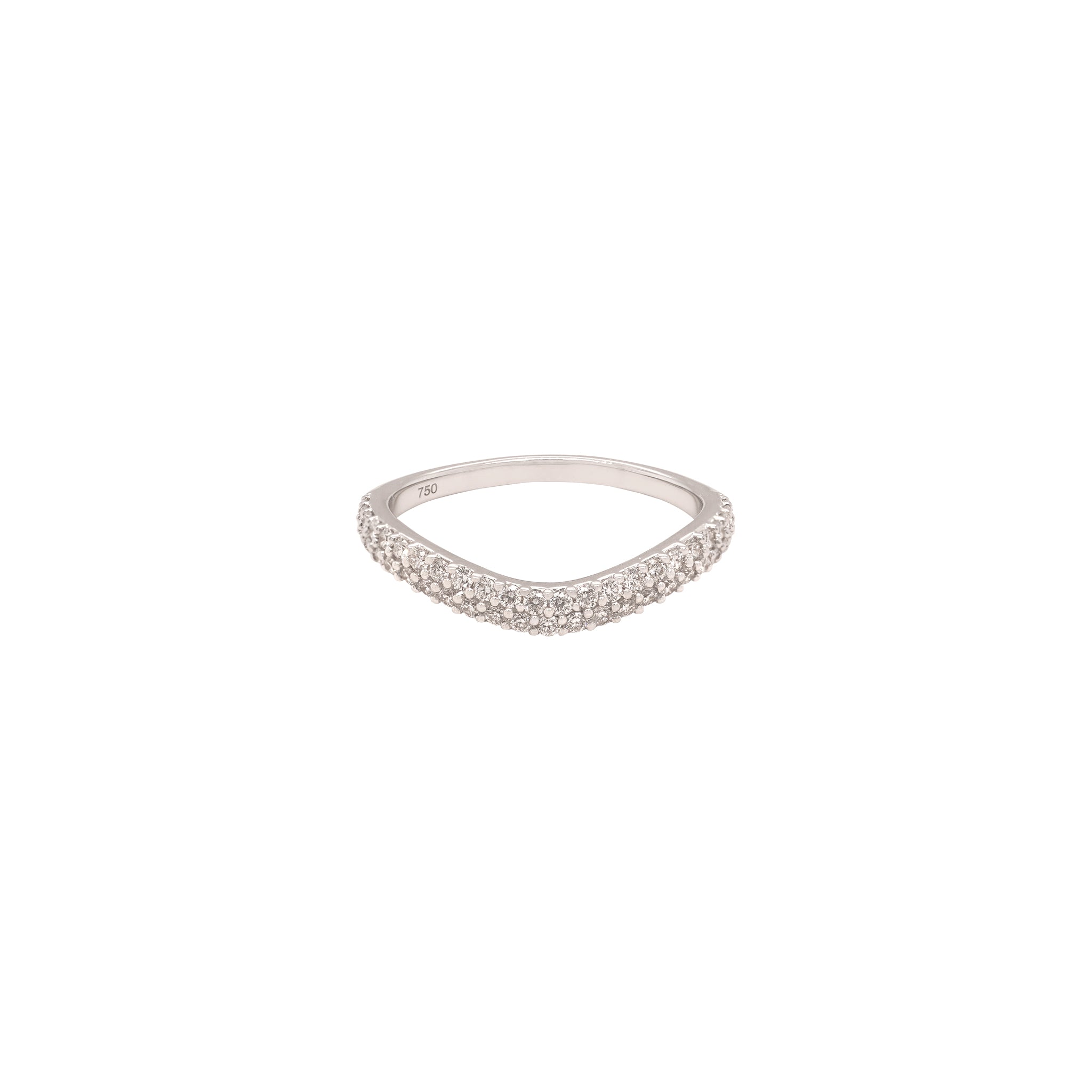 Wave Diamond Ring in 18k White Gold