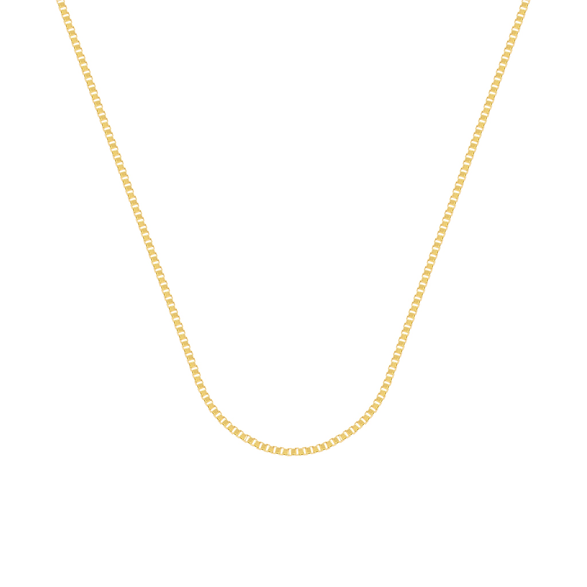 Yellow Gold Box Chain Necklace 18"