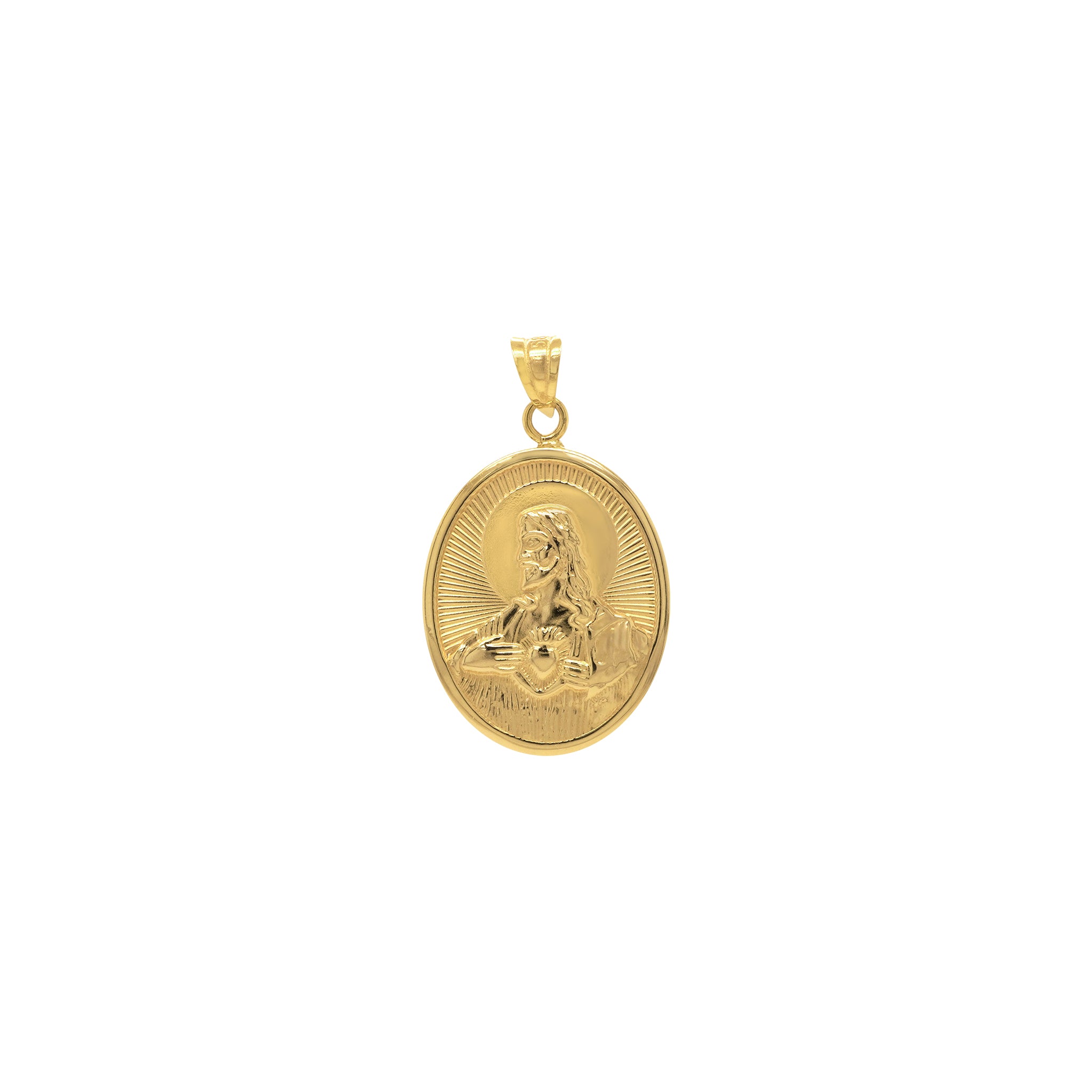 Our Lady of Mount Carmel & Sacred Heart Oval Medal Pendant