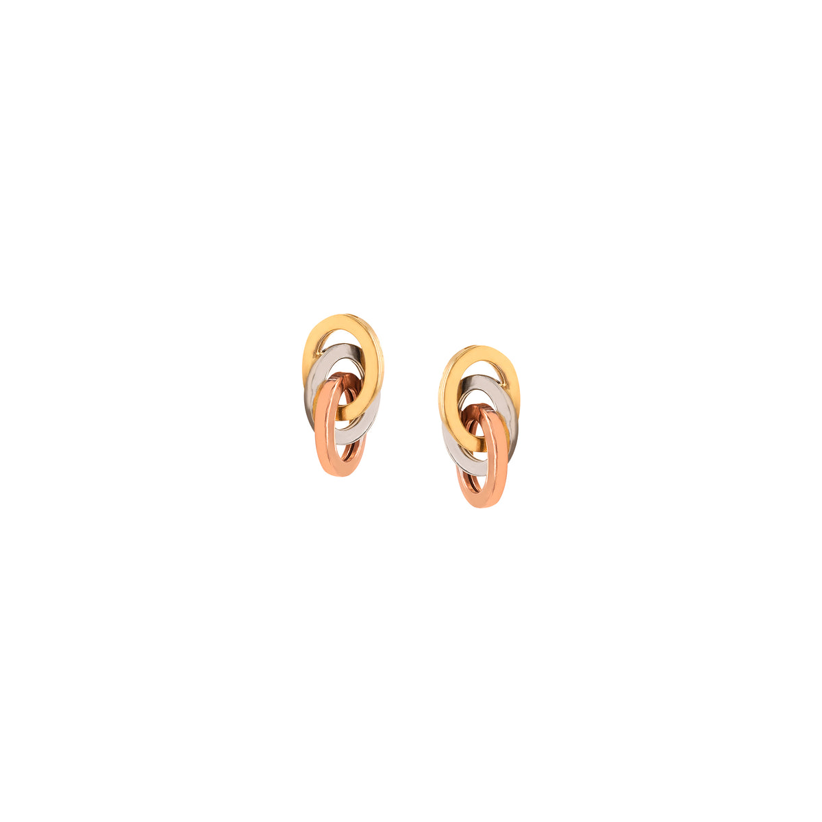 Tri-Color Oval Drop Earrings