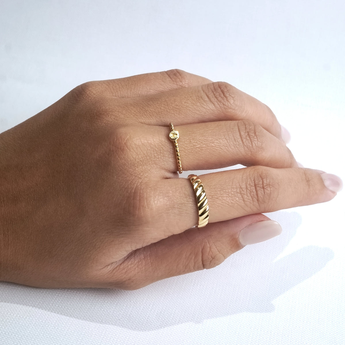 Flow Letter "A" Gold Ring