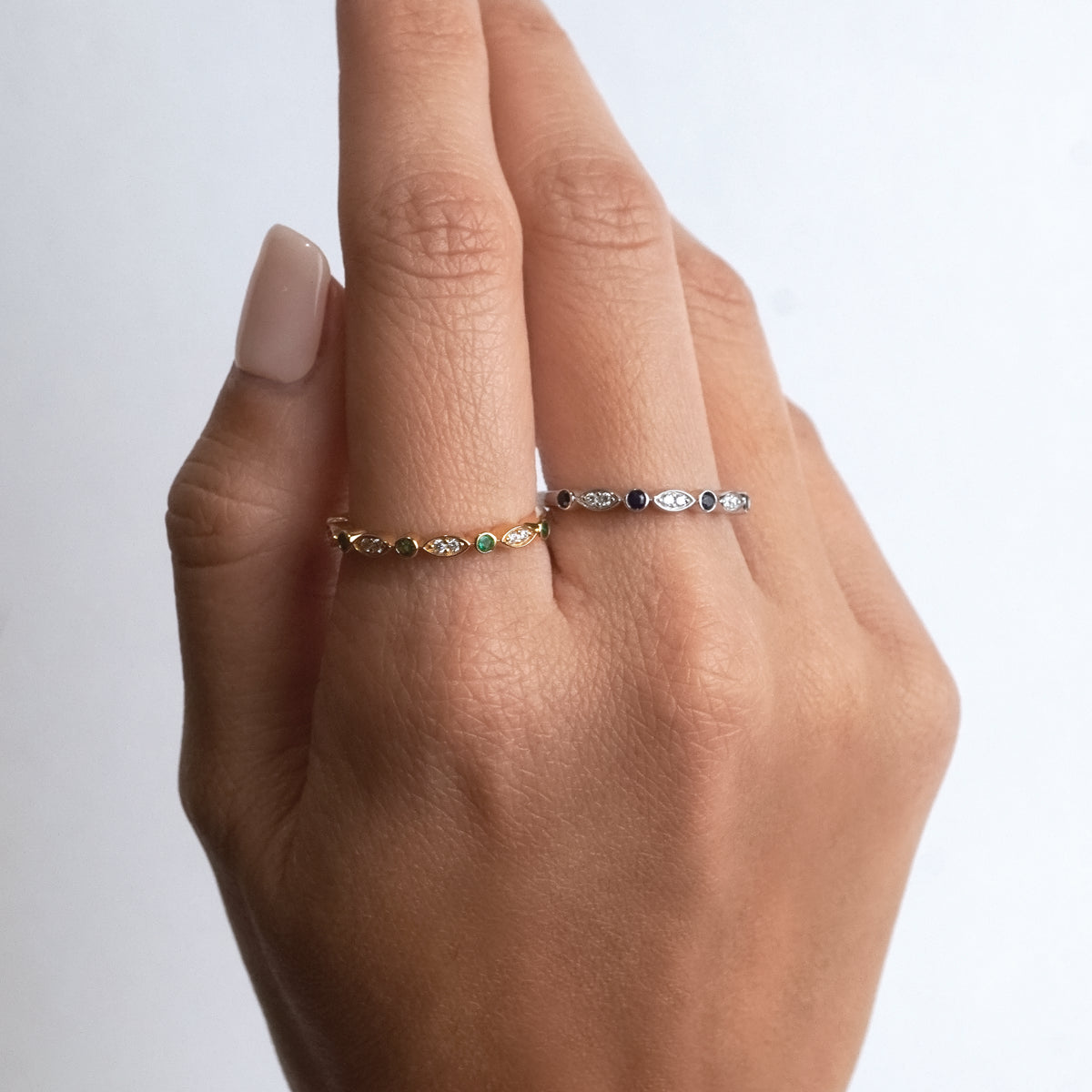 Blue Sapphire Half Band Ring