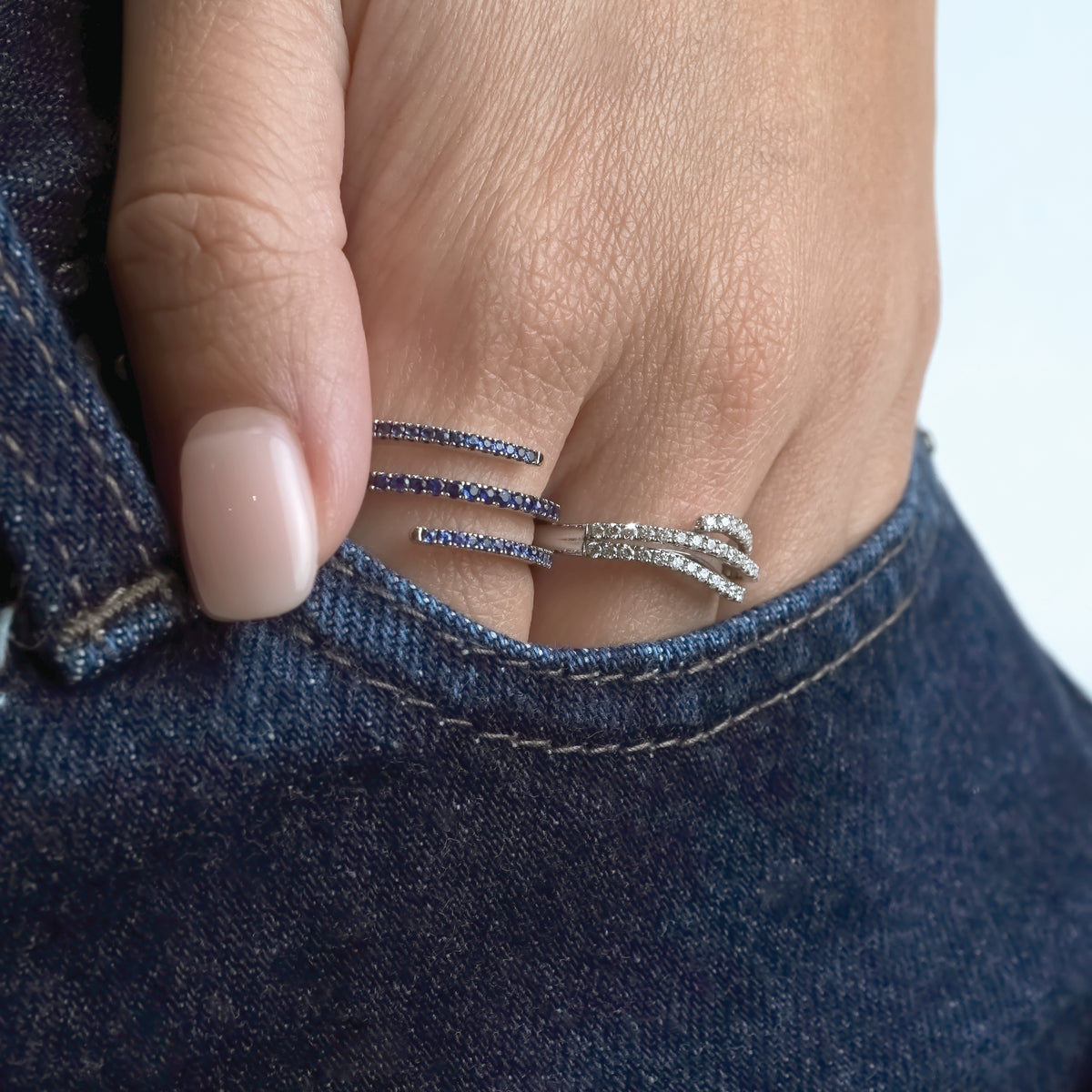 Edged Strobe Diamond Ring