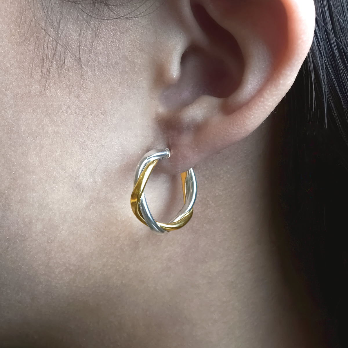 Entwined Two-Tone Hoops