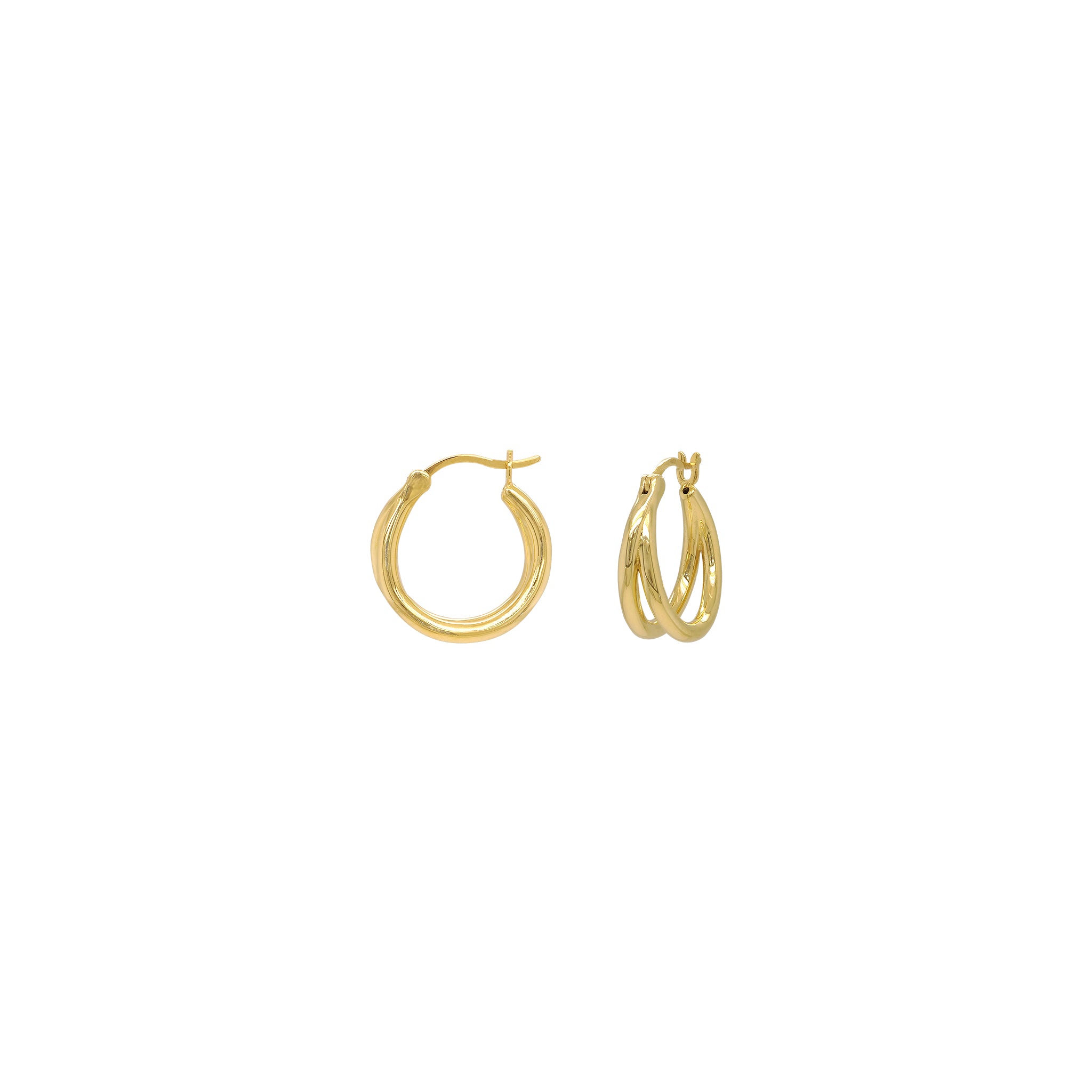 Crest Yellow Gold Hoops